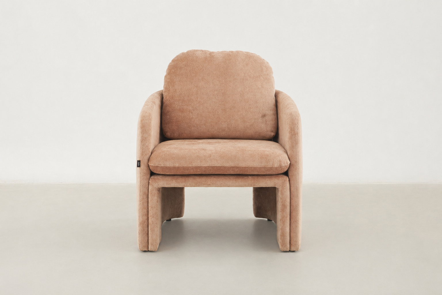 Textured chenille small cozy accent chair with curved back and compact frame – Emesa armchair in Canada