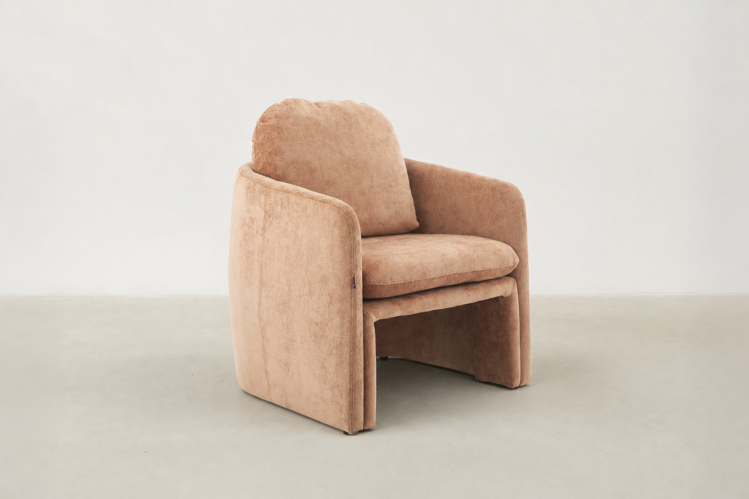Textured chenille small cozy accent chair with curved back and compact frame – Emesa armchair in Canada