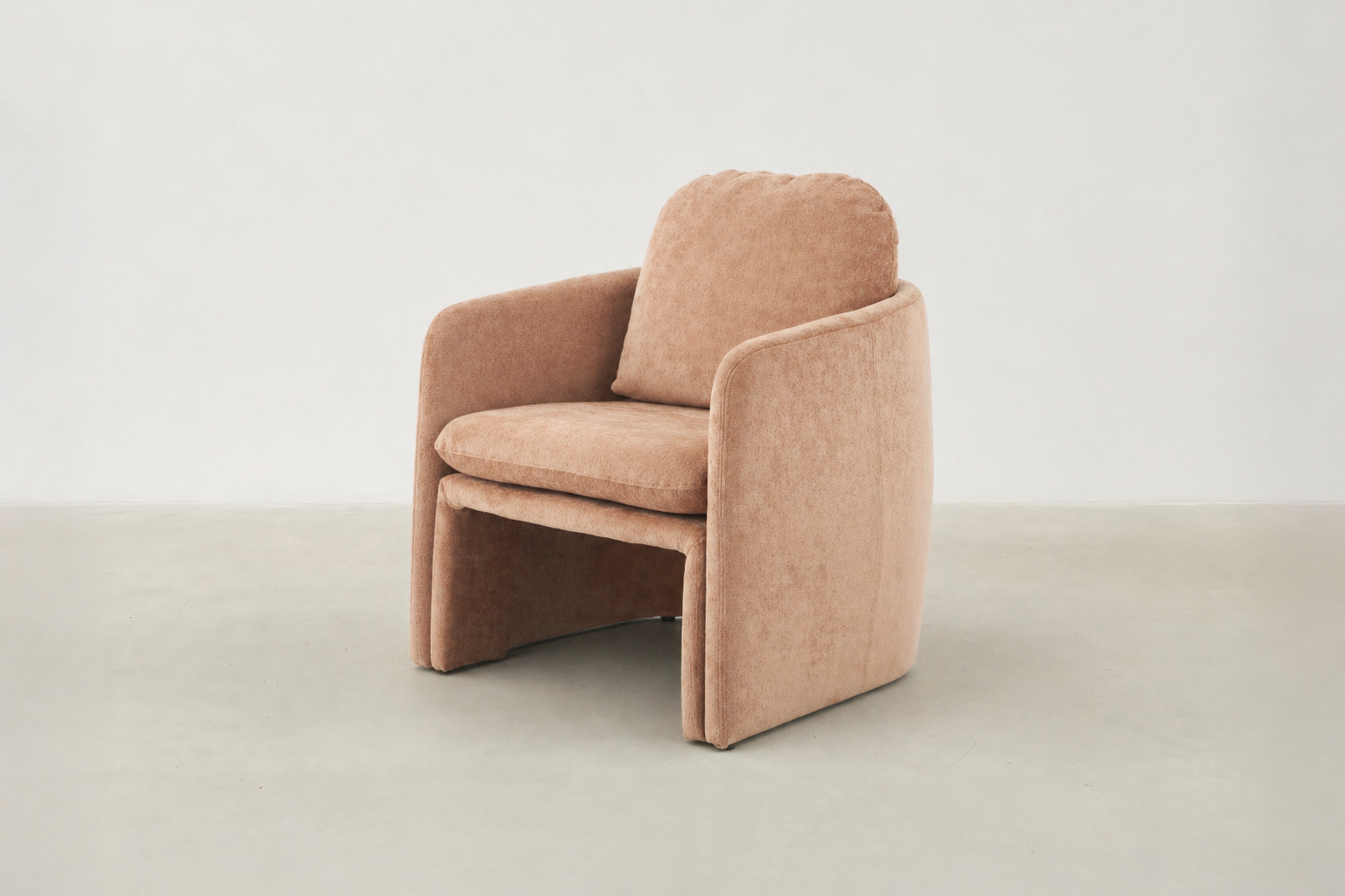Textured chenille small cozy accent chair with curved back and compact frame – Emesa armchair in Canada