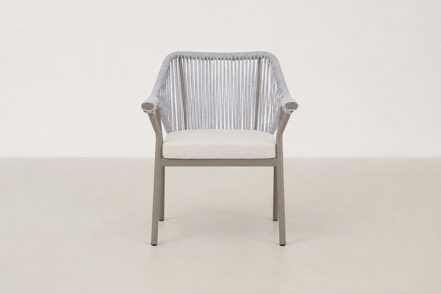 Geirsa Japandi outdoor chair and coffee table set with all-weather rope and tempered glass top