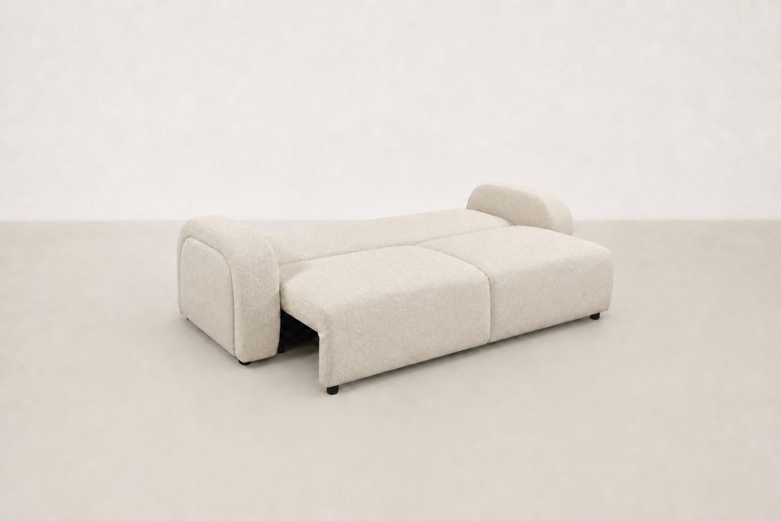 Slush sofabed in textured fabric with pull-out sleep function for small spaces
