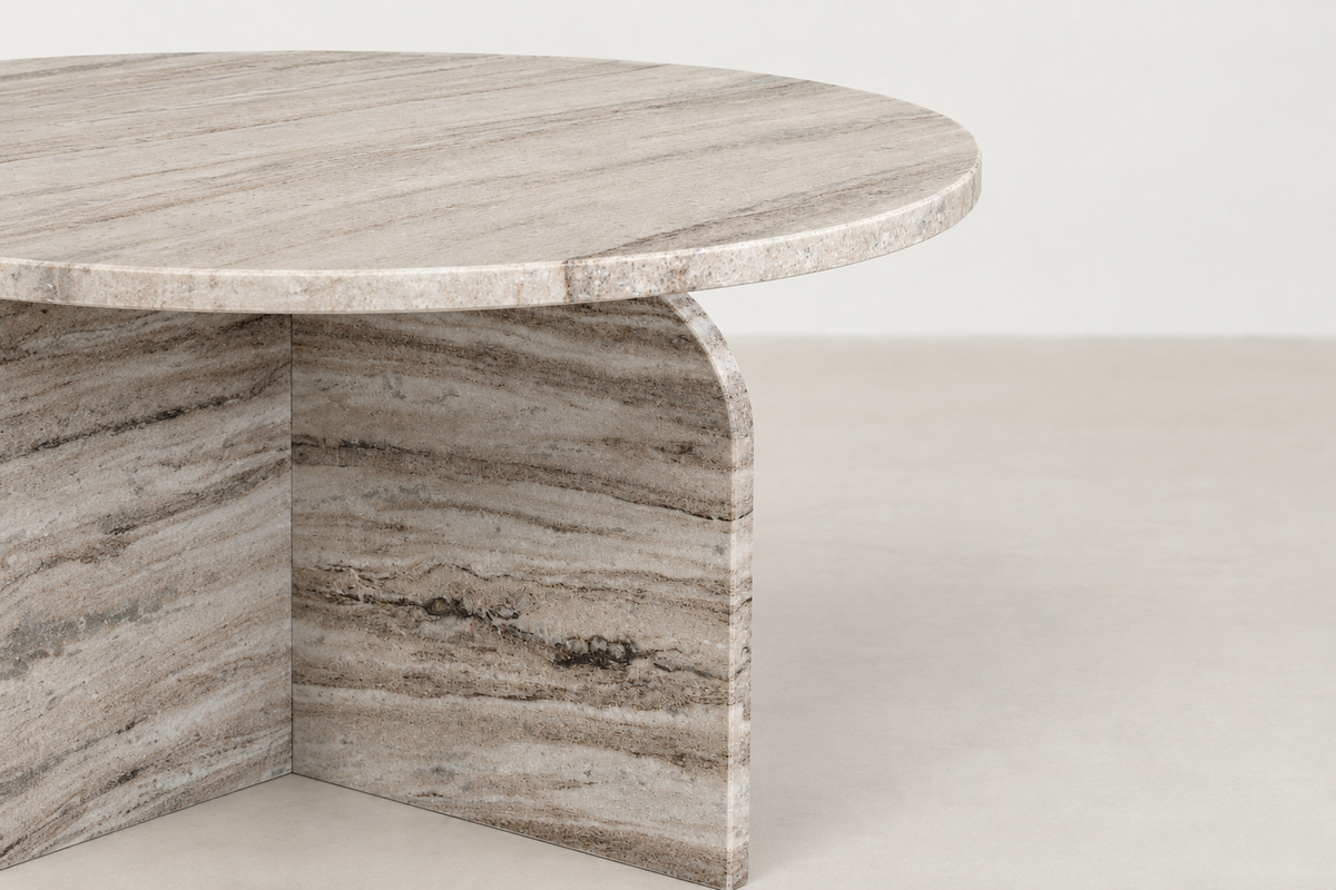 Setone Luxe round coffee table in genuine Carrara White or Grey Sawar Toronto marble