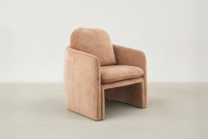 Textured chenille small cozy accent chair with curved back and compact frame – Emesa armchair in Canada