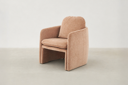 Textured chenille small cozy accent chair with curved back and compact frame – Emesa armchair in Canada