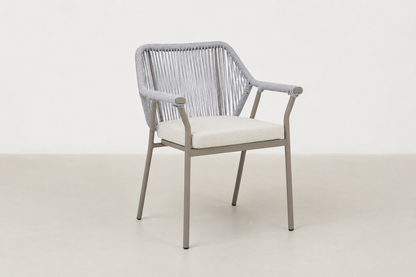 Geirsa Japandi outdoor chair and coffee table set with all-weather rope and tempered glass top