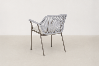 Geirsa Japandi outdoor chair and coffee table set with all-weather rope and tempered glass top
