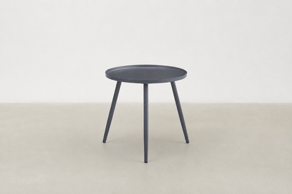 Hvalsey Japandi outdoor chair and end table set with PE rattan weave and steel frame
