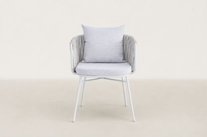 Hvalsey Japandi outdoor chair and end table set with PE rattan weave and steel frame