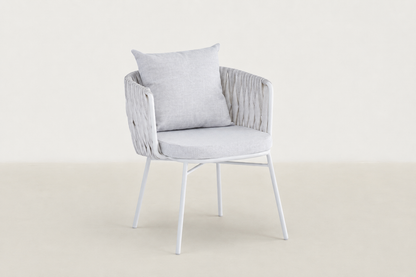 Hvalsey Japandi outdoor chair and end table set with PE rattan weave and steel frame