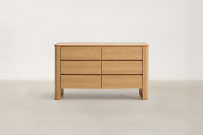 Nakau Japandi dresser with travertine-look top and oak veneer wrapped body