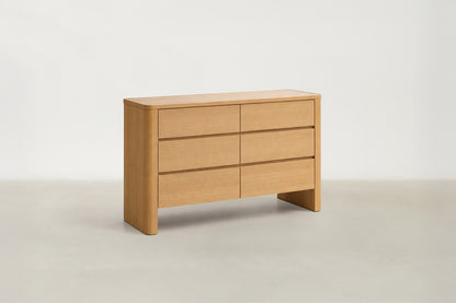 Nakau Japandi dresser with travertine-look top and oak veneer wrapped body