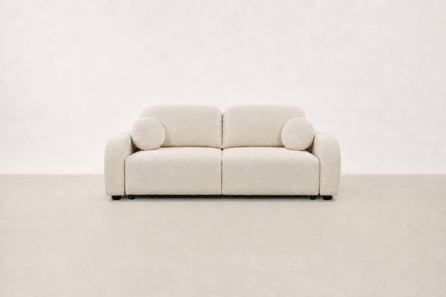 Slush sofabed in textured fabric with pull-out sleep function for small spaces