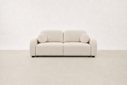 Slush sofabed in textured fabric with pull-out sleep function for small spaces
