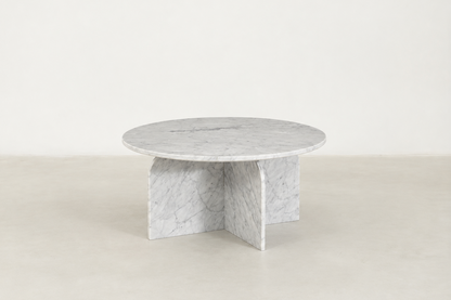 Setone Luxe round coffee table in genuine Carrara White or Grey Sawar Toronto marble