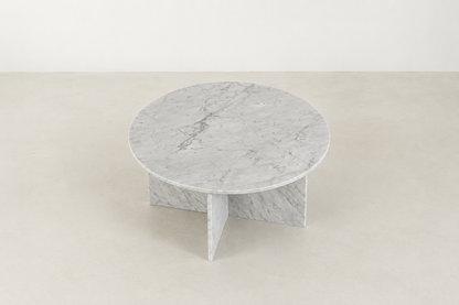 Setone Luxe round coffee table in genuine Carrara White or Grey Sawar Toronto marble