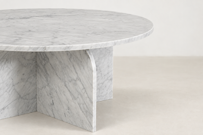Setone Luxe round coffee table in genuine Carrara White or Grey Sawar Toronto marble