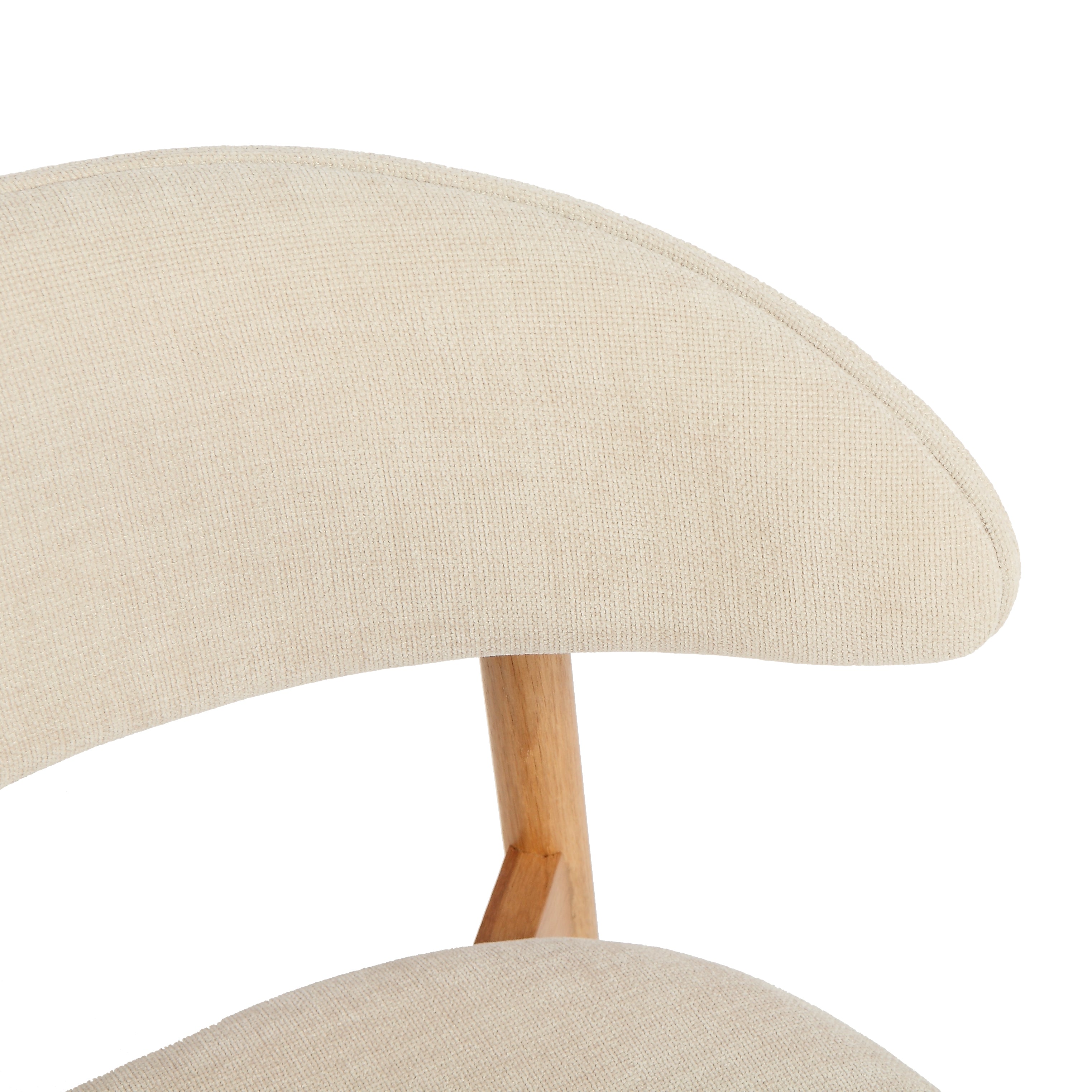 Zamowa Japandi dining chair with soft weave fabric, curved back support, and solid oak legs